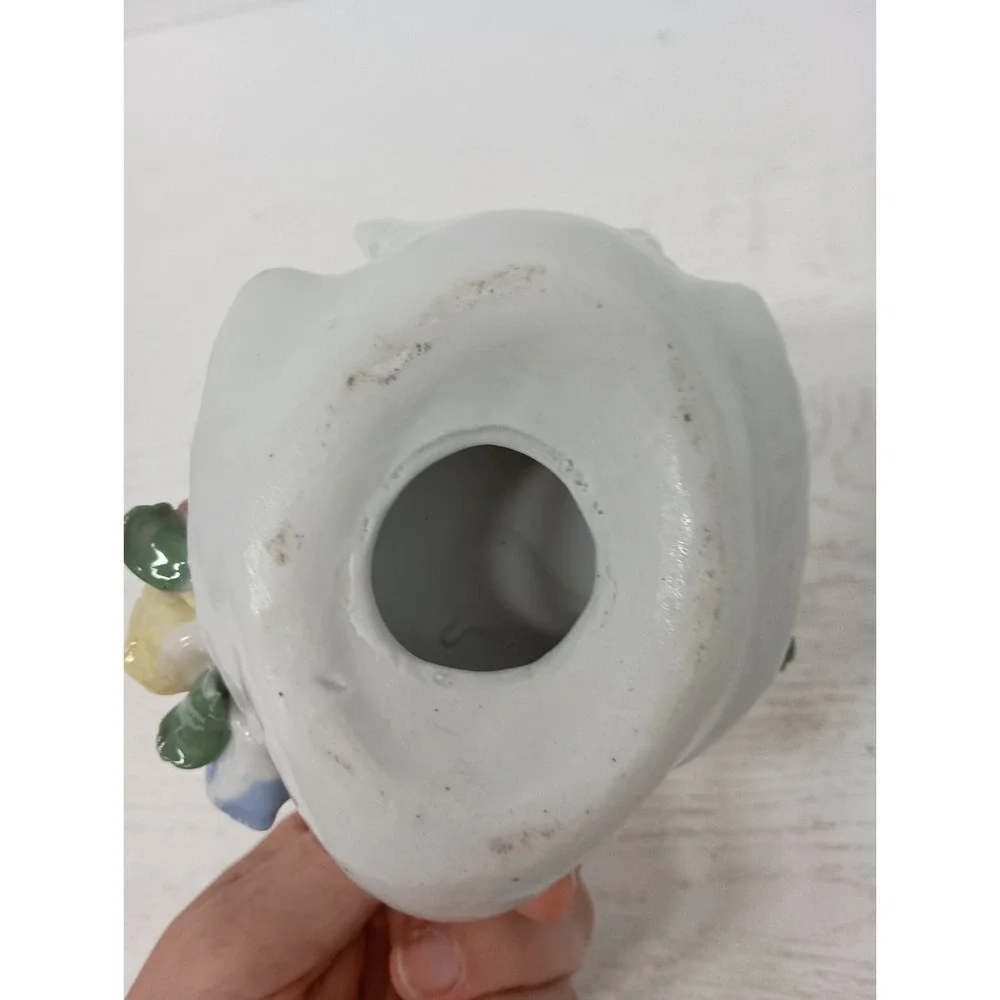 Vintage Swan Figurine With 3D Floral Design Porcelain Cottagecore Country Decor